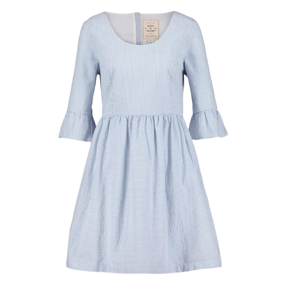 Light Blue Mini Dress with Ruffled Sleeves